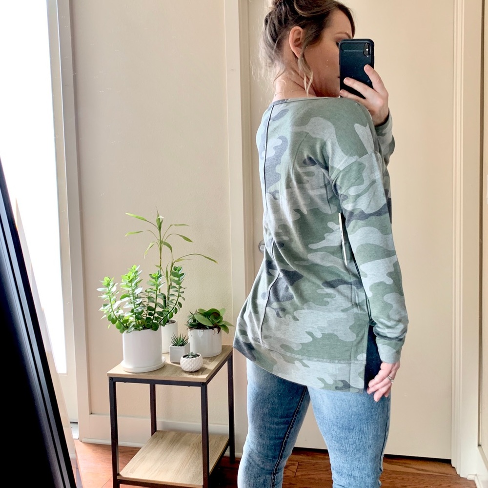 LAST | camo cutie split hem top • size medium | - Picture 5 of 7